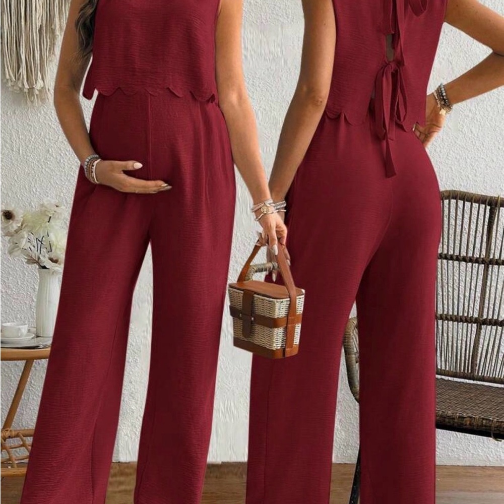 Chic Wine Red Sleeveless Jumpsuit